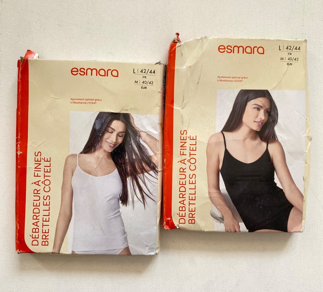 تاپ زنانه وارداتی رنگهای سفید و مشکی سایز مدیوم برند ESMARA