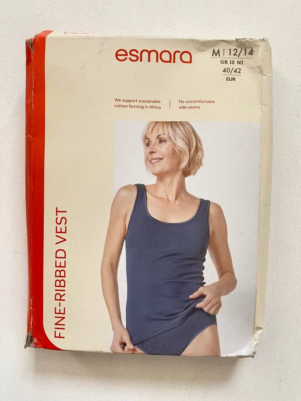 تاپ نخی زنانه بند پهن رنگ آبی نفتی سایز مدیوم برند ESMARA
