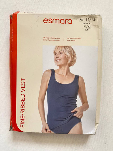 تاپ نخی زنانه بند پهن رنگ آبی نفتی سایز مدیوم برند ESMARA